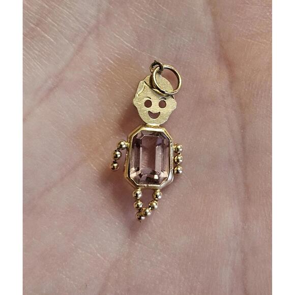Other - Vintage 14K Gold Boy February Birthstone Charm / Pendant